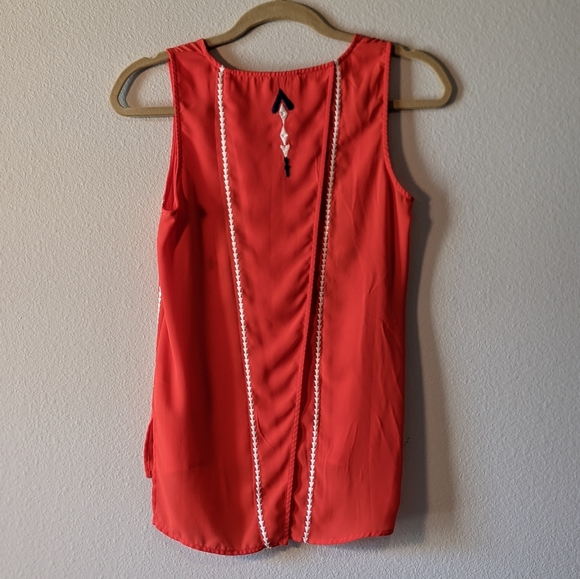 Red blouse with white and blue embroidery - Picture 3 of 3